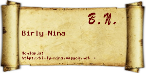 Birly Nina névjegykártya